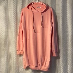 Missy Empire Pink Hooded Sweatshirt Dress